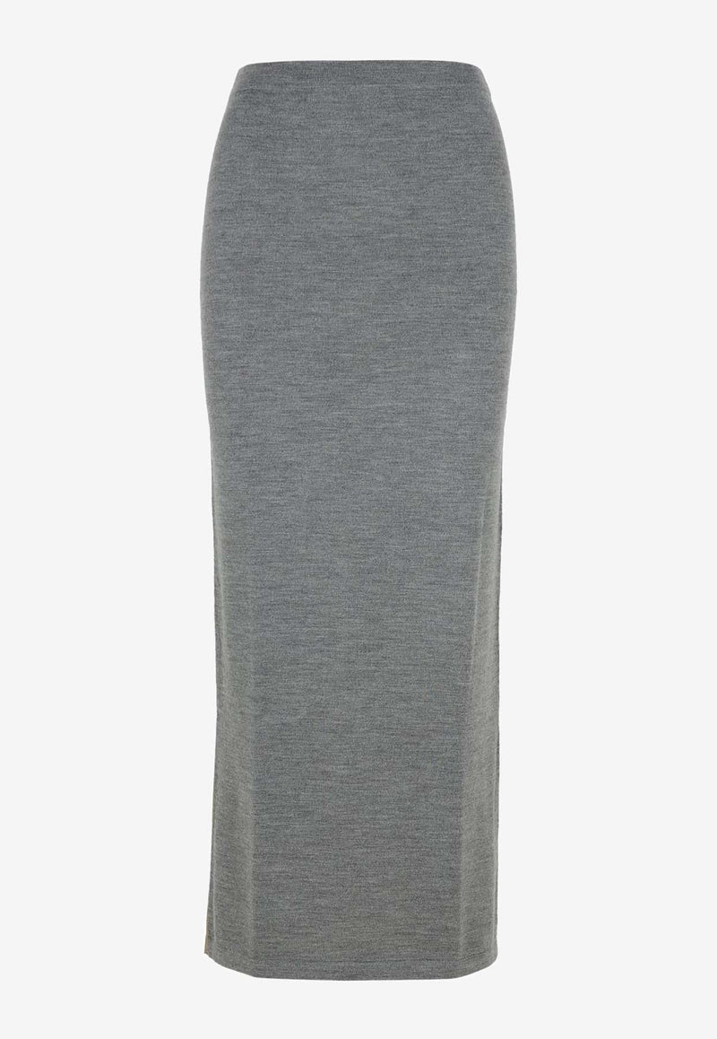 Moschino Bi-Color Knit Maxi Skirt J018654011485 1485 Gray