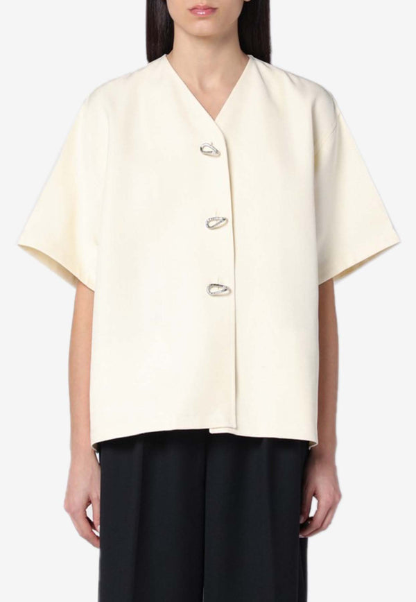 Jil Sander Silk-Blend Boxy Shirt Ivory J02BN0213J65005/Q_JILSA-105