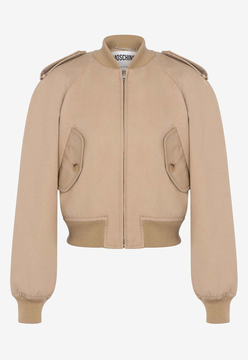 Moschino Cropped Bomber Jacket J050954191081 1081 Beige