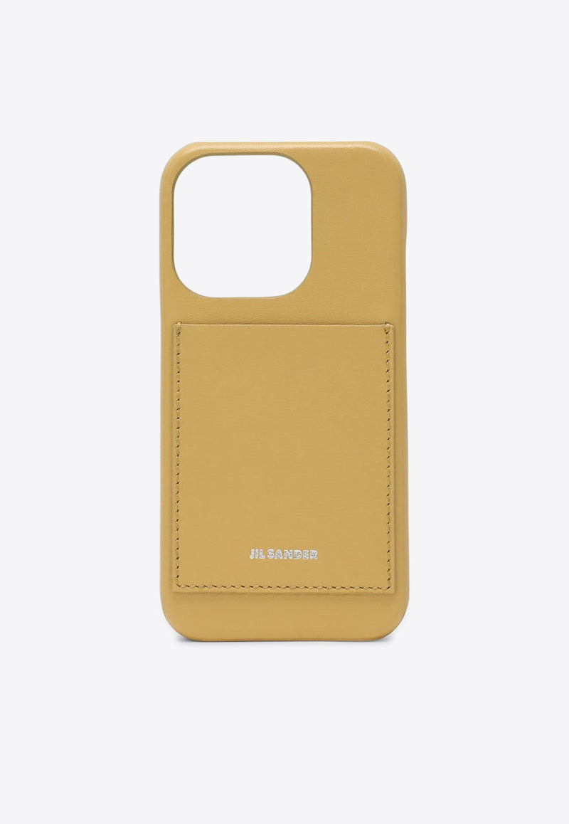 Jil Sander Logo Embossed iPhone 15 Pro Max Leather Cover Yellow J07VL0031P6986/P_JILSA-741