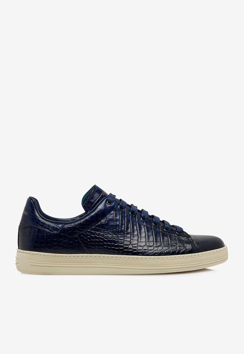 Tom Ford Warwick Sneakers in Alligator Print Leather J1098-LCL168C 1L021 Blue