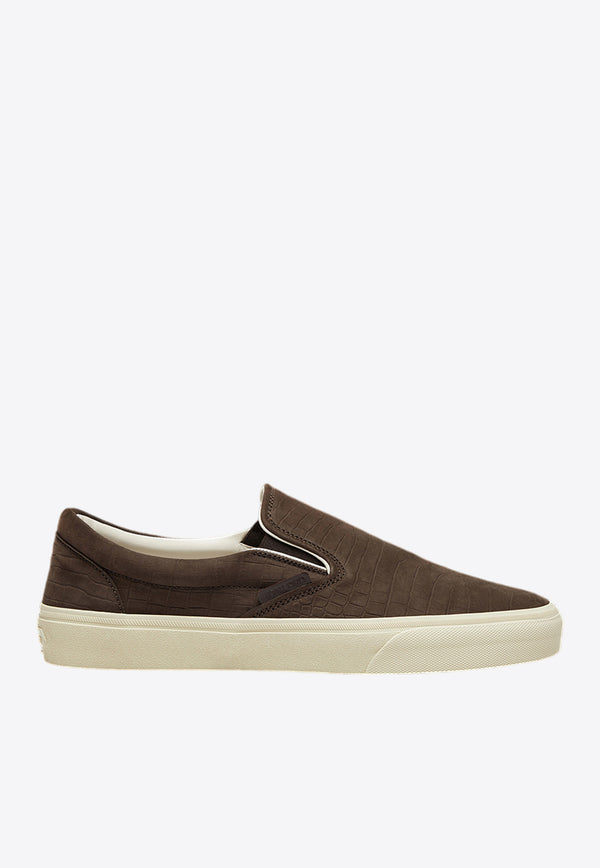 Tom Ford Croc-Embossed Slip-On Sneakers J1368-LCL380N 3BW10