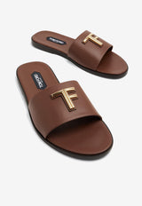 Tom Ford Brighton Leather Slides J1430-LCL076X 1B016 Brown