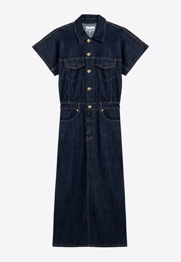 GANNI Midi Denim Shirt Dress Blue J14396768/O_GAN-077