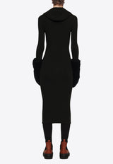 Jil Sander Hooded Wool Knit Midi Dress Black J40CT0128BLACK