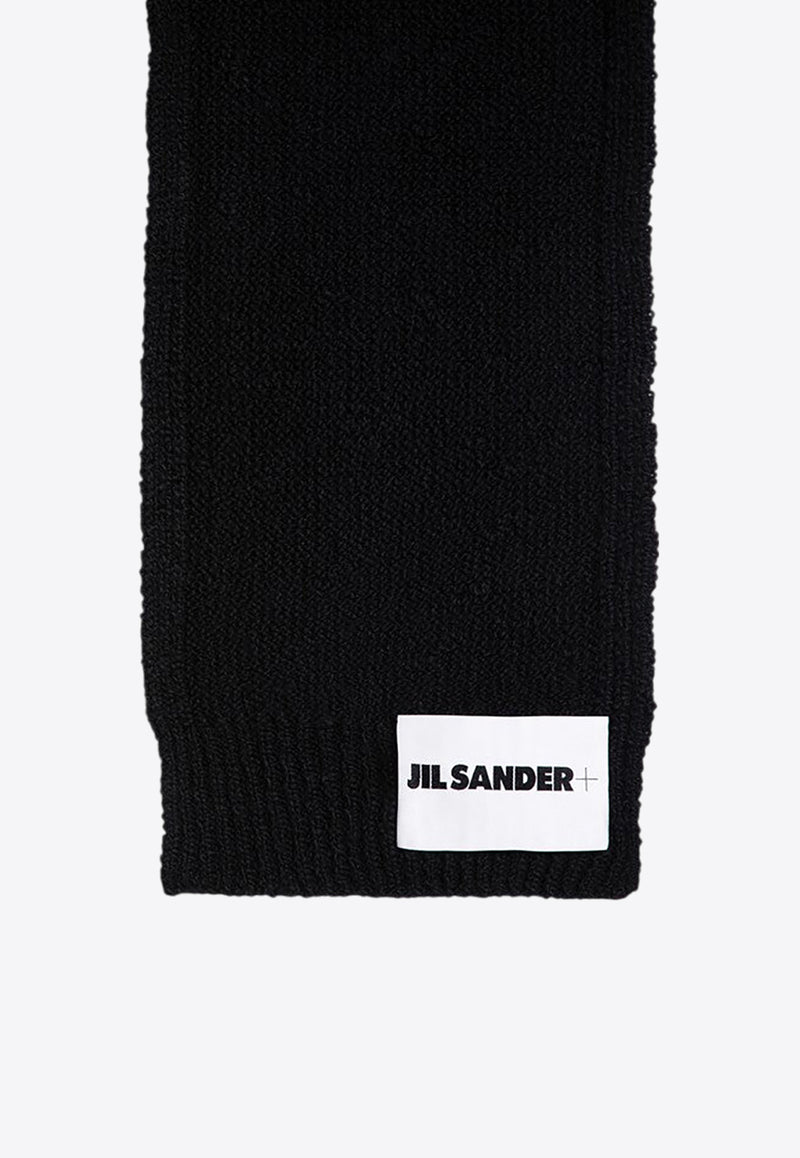 Jil Sander Logo Patch Fringe Wool Scarf Black J47ZZ0122J14732/P_JILSA-001