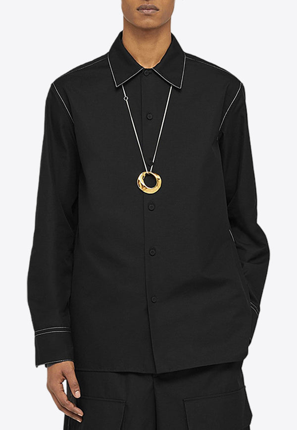 Jil Sander Long-Sleeved Shirt with Contrast Stitching Black J61DL0020BLACK