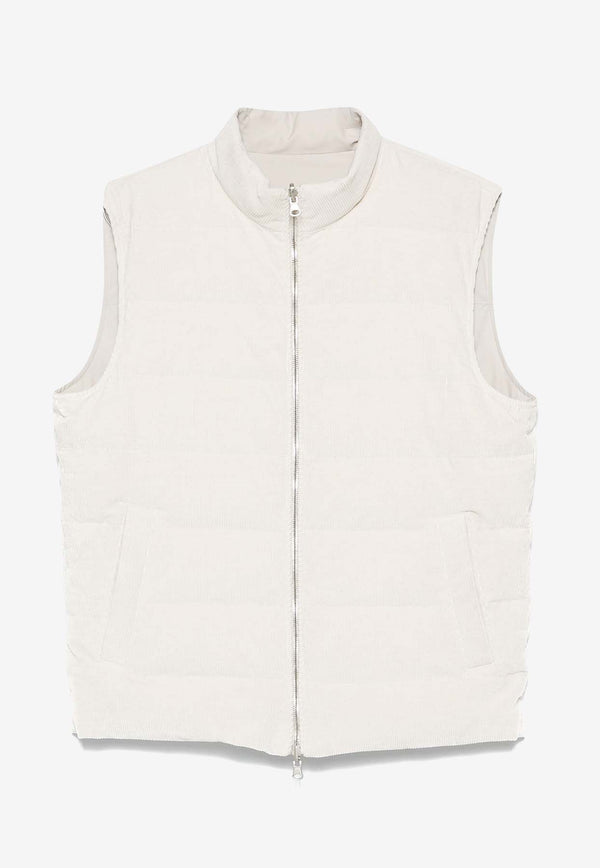 Eleventy Corduroy Zip-Up Vest J75GILJ11TES0J323WHITE