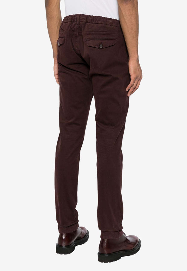 Eleventy Drawstring Slim-Fit Pants J75PANB21-TET0H002-24BURGUNDY