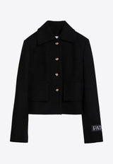 Patou Logo Patch Wool-Blend Short Jacket Black JA0430185WO/P_PATOU-999B