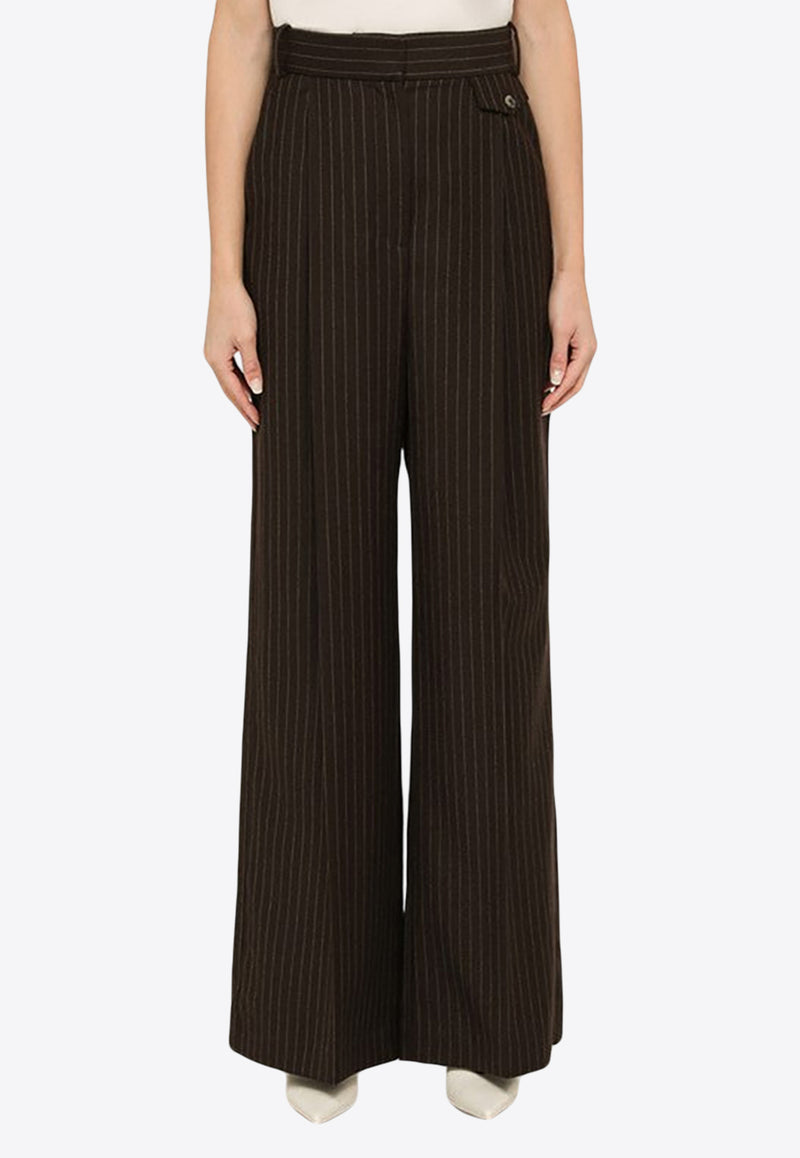 The Mannei Pinstripe Wide-Leg Wool Pants Brown JAFRPANTSWO/N_MANNE-BR