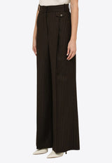 The Mannei Pinstripe Wide-Leg Wool Pants Brown JAFRPANTSWO/N_MANNE-BR