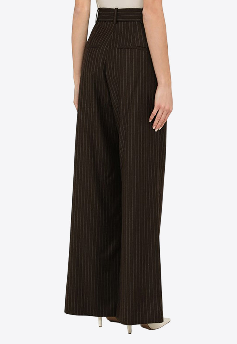 The Mannei Pinstripe Wide-Leg Wool Pants Brown JAFRPANTSWO/N_MANNE-BR