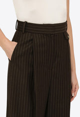 The Mannei Pinstripe Wide-Leg Wool Pants Brown JAFRPANTSWO/N_MANNE-BR