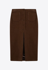 Margaux Lonnberg Jagger Wool-Blend Midi Skirt Brown JAGGERWO/P_LON-TO