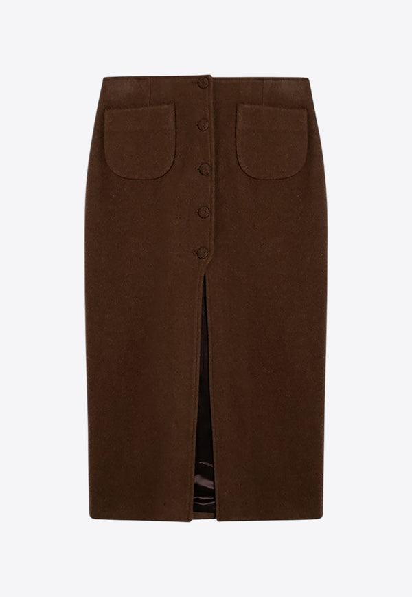 Margaux Lonnberg Jagger Wool-Blend Midi Skirt Brown JAGGERWO/P_LON-TO