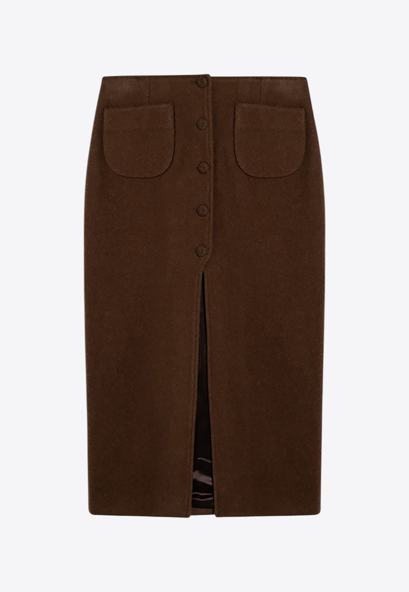 Margaux Lonnberg Jagger Wool-Blend Midi Skirt Brown JAGGERWO/P_LON-TO