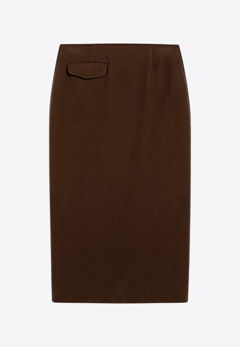 Margaux Lonnberg Jagger Wool-Blend Midi Skirt Brown JAGGERWO/P_LON-TO