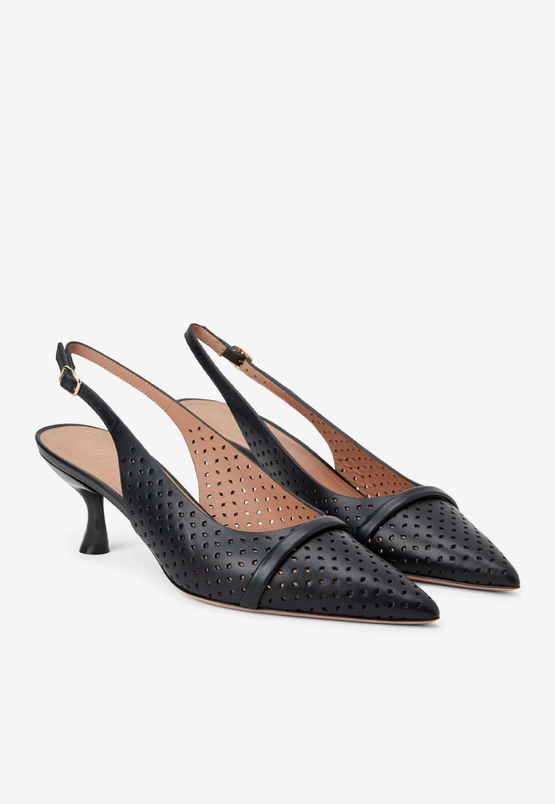 Malone Souliers Jama 45 Perforated Leather Pumps JAMA 45-8 BLACK/BLACK