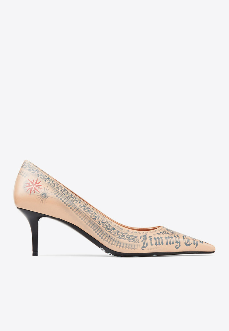 X Jean Paul Gaultier 60 Tattoo-Printed Leather Pumps Jimmy Choo JCXJPG PUMP LVO BEIGE