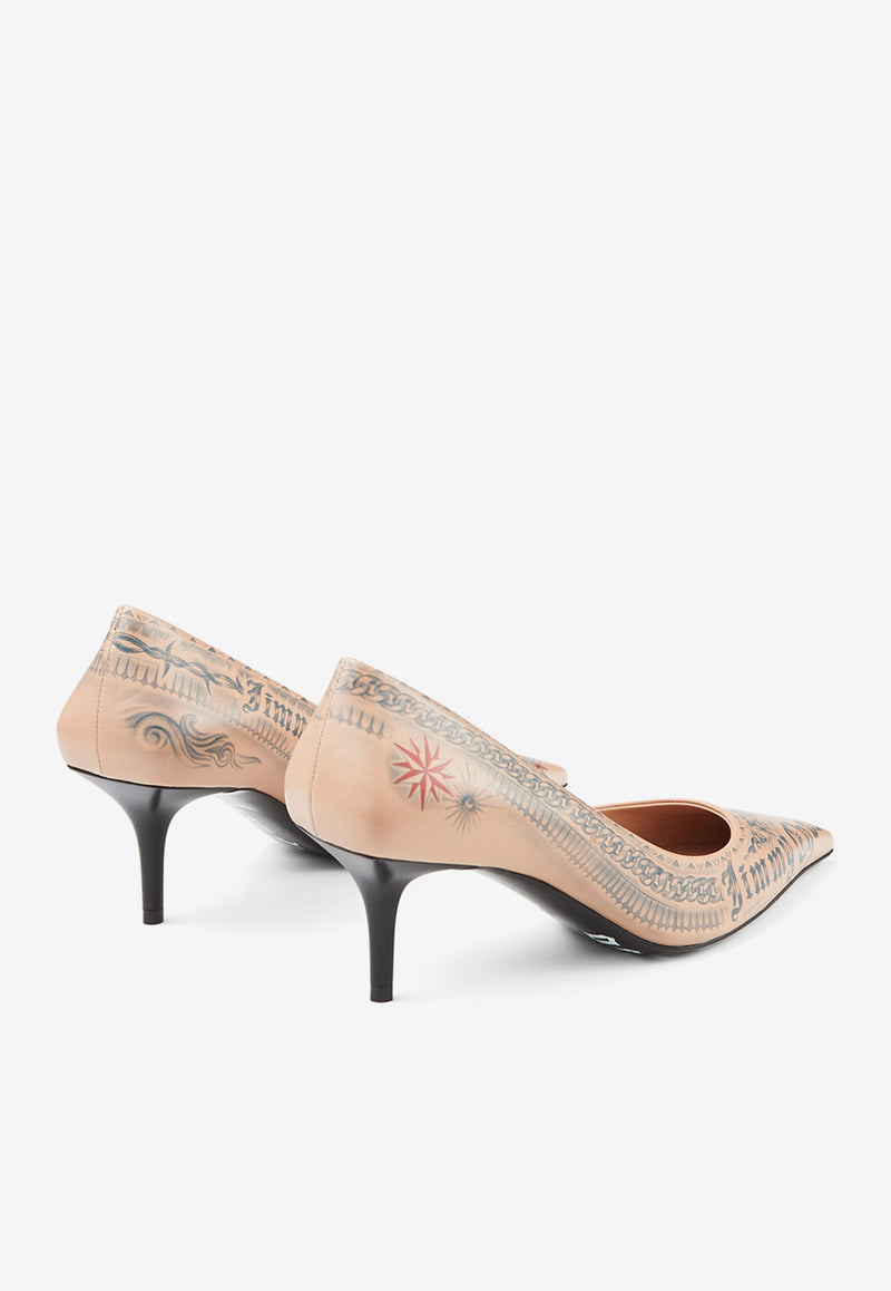 X Jean Paul Gaultier 60 Tattoo-Printed Leather Pumps Jimmy Choo JCXJPG PUMP LVO BEIGE