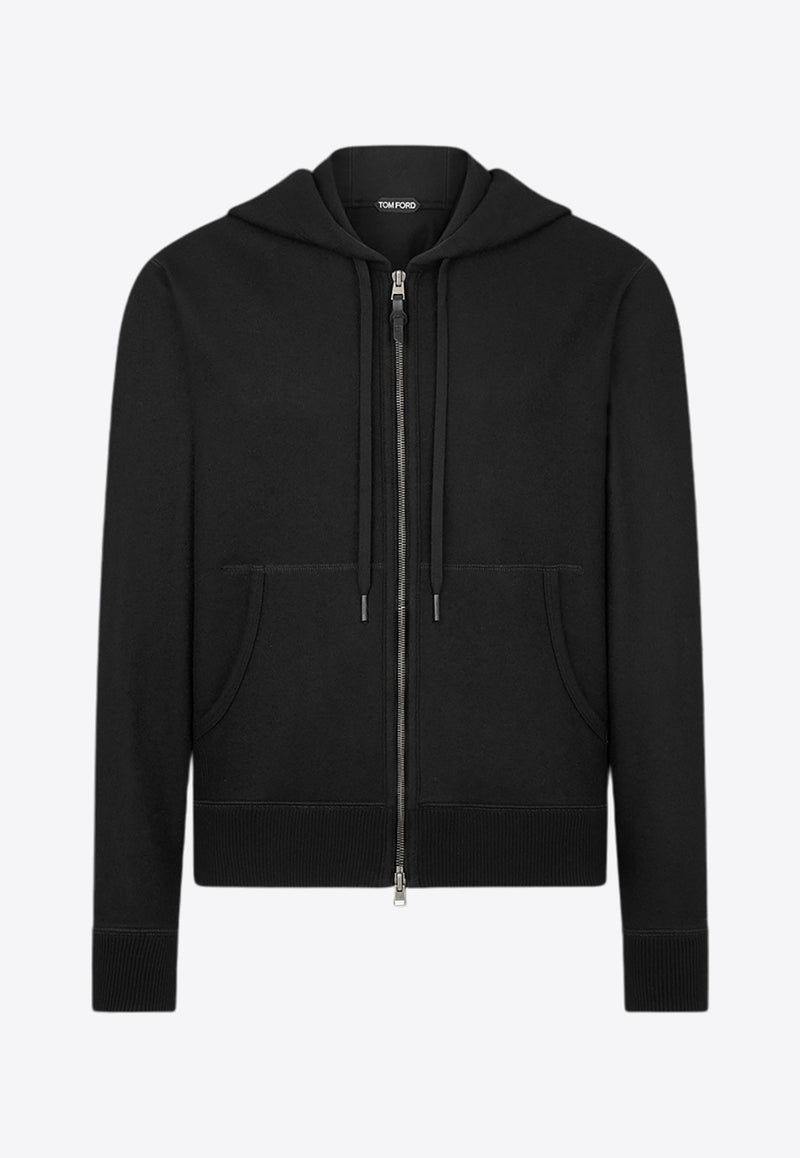 Tom Ford Cashmere Zip-Up Hoodie JDL014-JMK004F24 LB999 Black