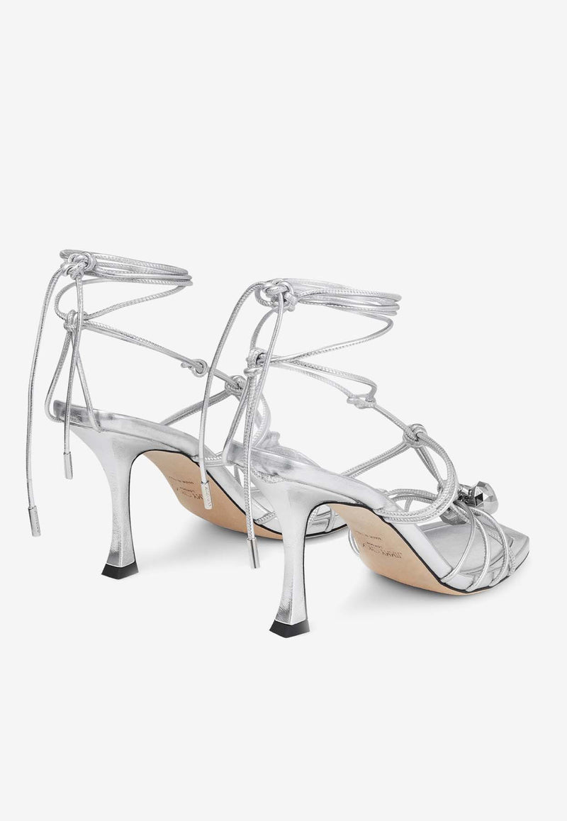 Jimmy Choo Jemma 90 Metallic Nappa Leather Sandals JEMMA 90 MNA SILVER