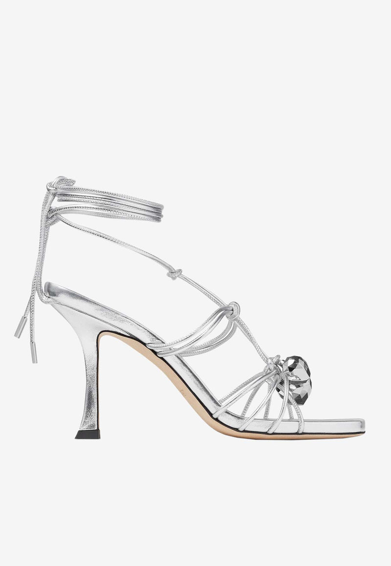 Jimmy Choo Jemma 90 Metallic Nappa Leather Sandals JEMMA 90 MNA SILVER