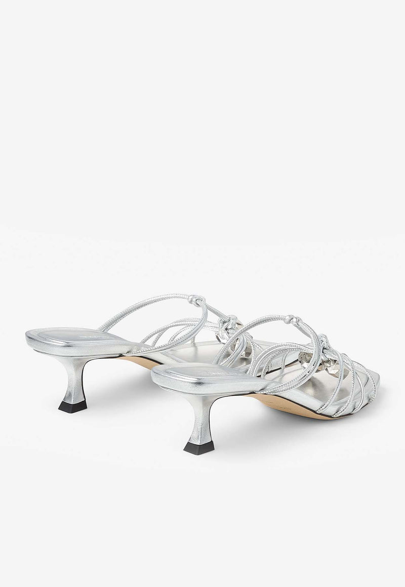 Jimmy Choo Jemma 50 Metallic Nappa Leather Mules JEMMA MULE 50 MNA SILVER