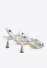 Jimmy Choo Jess 65 Sandals in Metallic Leather JESS 65 QUI SILVER