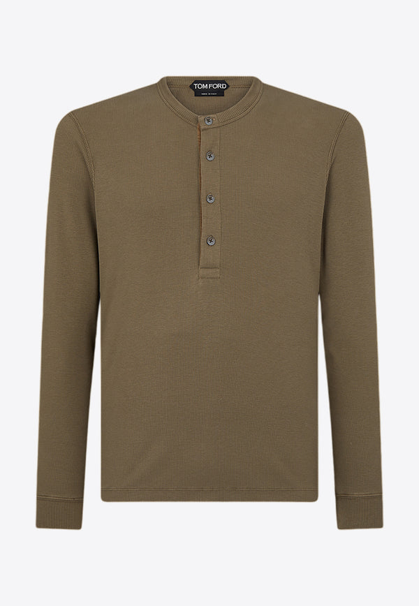 Tom Ford Long-Sleeved Ribbed T-shirt JHL005-JMT003F23 FG343 Khaki