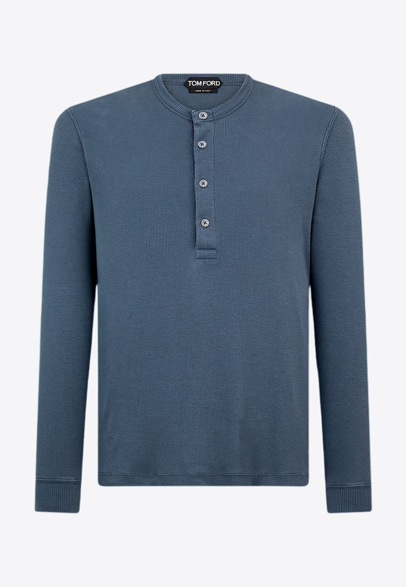 Tom Ford Long-Sleeved Ribbed T-shirt JHL005-JMT003F23 HB414 Blue