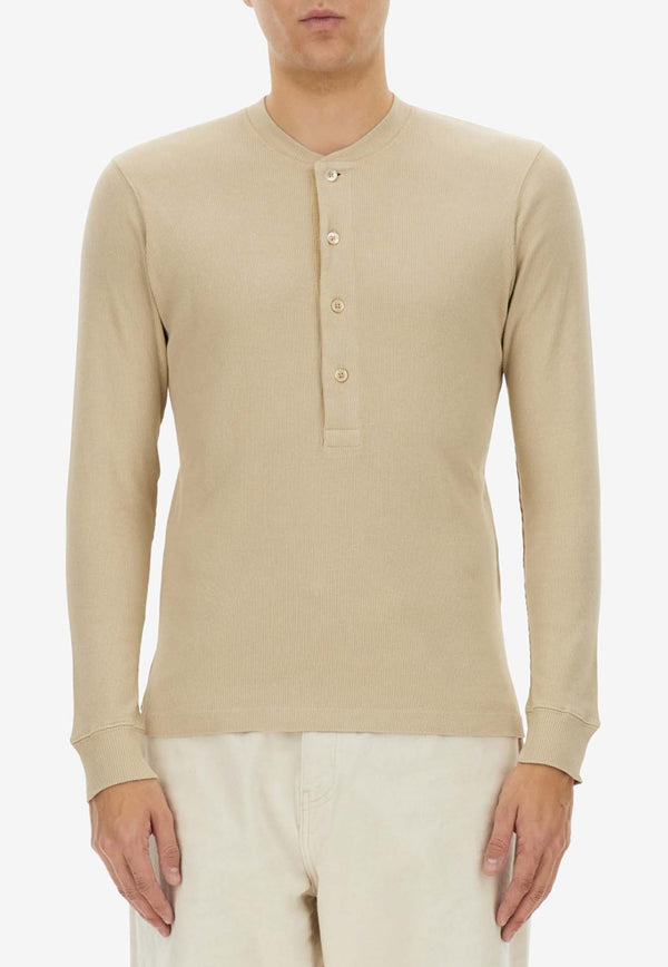 Tom Ford Henley Long-Sleeved T-shirt JHL014-JMC048S25 JB220 Beige