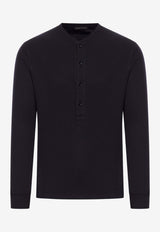 Tom Ford Henley Long-Sleeved T-shirt JHL014-JMC048S25 LB999 Black