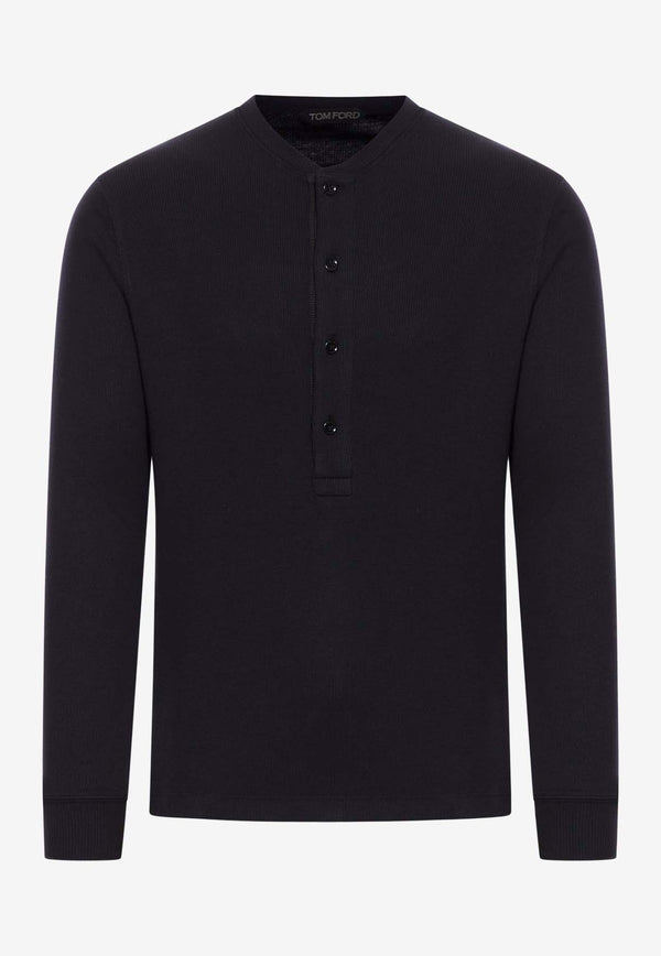 Tom Ford Henley Long-Sleeved T-shirt JHL014-JMC048S25 LB999 Black