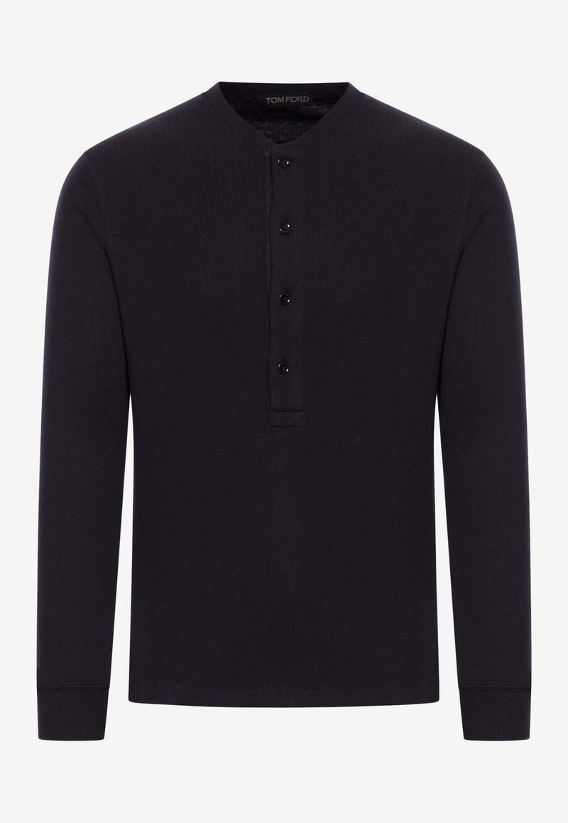 Tom Ford Henley Long-Sleeved T-shirt JHL014-JMC048S25 LB999 Black