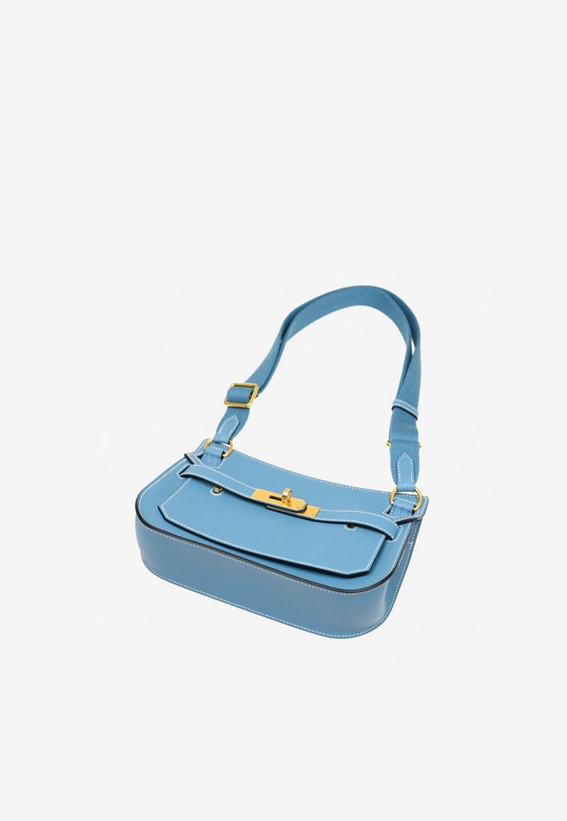 Hermès Mini Jypsiere in New Bleu Jean Evercolor Leather with Gold Hardware