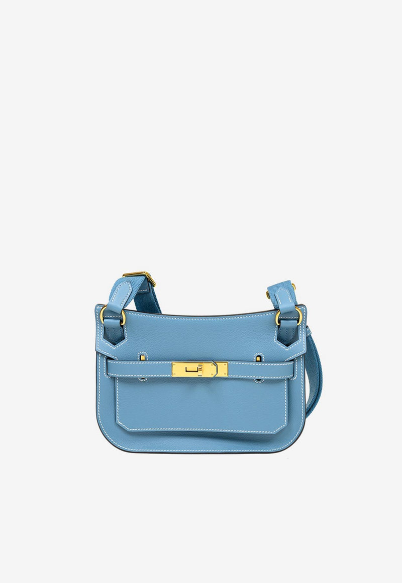 Hermès Mini Jypsiere in New Bleu Jean Evercolor Leather with Gold Hardware