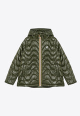 K-Way Kids Girls Madlaine Quilted Zip-Up Jacket Green K2128XW-ANY/P_KWAY-H11