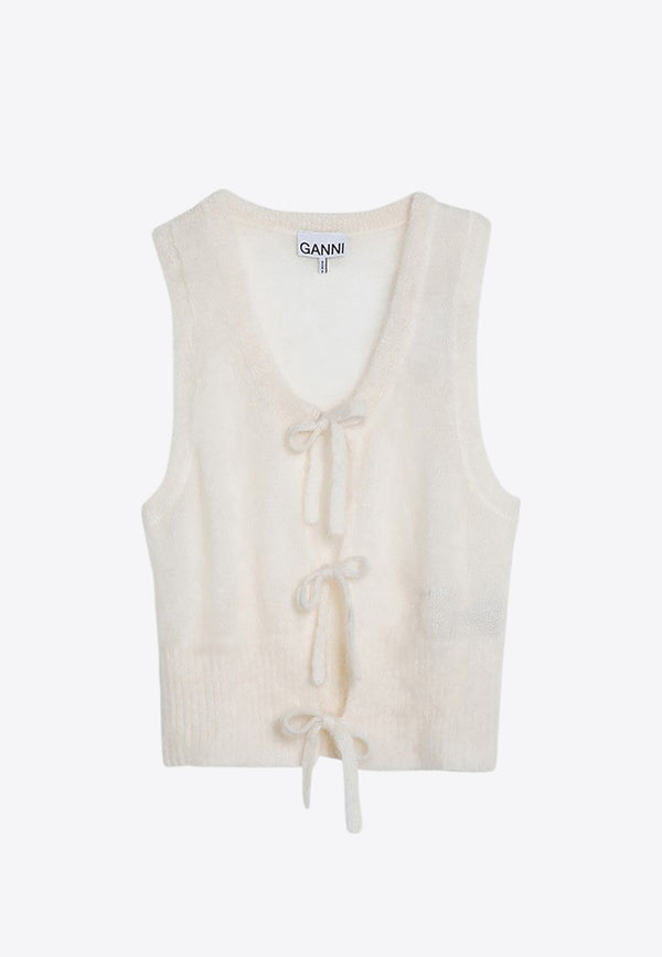 GANNI Mohair Lace-Up Knitted Vest Ecru K23342666/P_GAN-135