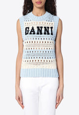 GANNI Openwork Striped Knit Top Multicolor K24862709/Q_GAN-326