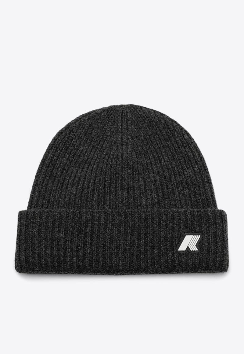 K-Way Kids Boys Brice Logo Patch Wool Beanie Black K31358W-AWO/P_KWAY-AZ3