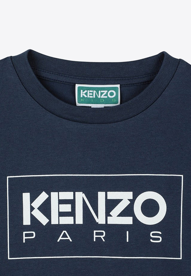 Kenzo Kids Girls Logo Print T-shirt K55010-BCO/N_KENZO-84A Blue