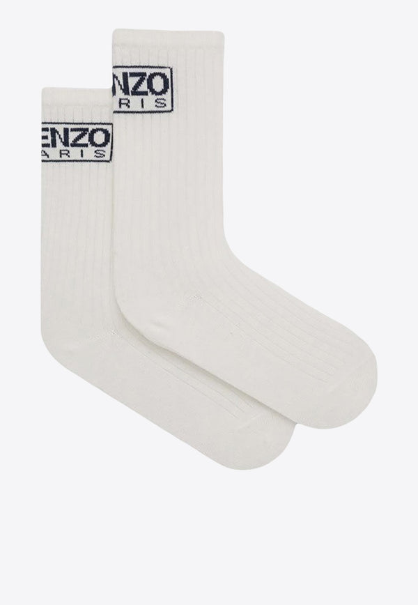 Kenzo Kids Boys Logo Intarsia Knit Socks White K60614-ACO/P_KENZO-12P