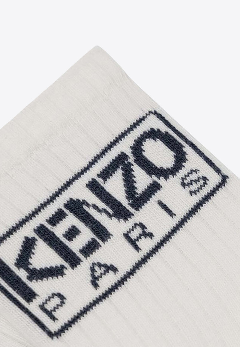 Kenzo Kids Boys Logo Intarsia Knit Socks White K60614-ACO/P_KENZO-12P