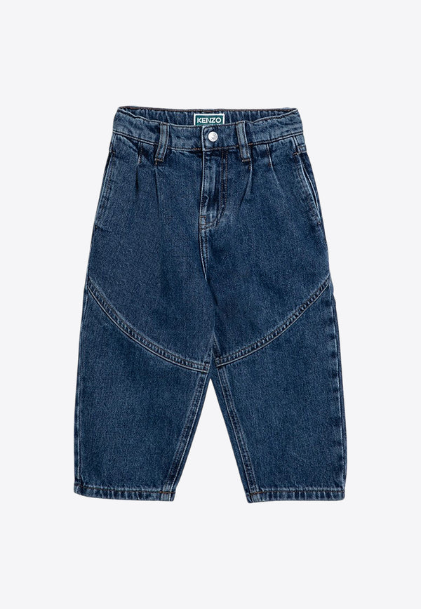 Kenzo Kids Girls Logo Patch Jungle Jeans Blue K60658-BDE/P_KENZO-Z25