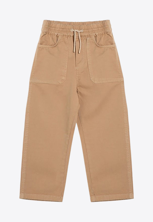 Kenzo Kids Boys Embroidered-Logo Drawstring Pants Beige K60731-BCO/P_KENZO-21D