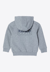 Kenzo Kids Boys Logo Print Zip-Up Hoodie Gray K60810-ACO/P_KENZO-A29