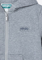 Kenzo Kids Boys Logo Print Zip-Up Hoodie Gray K60810-ACO/P_KENZO-A29