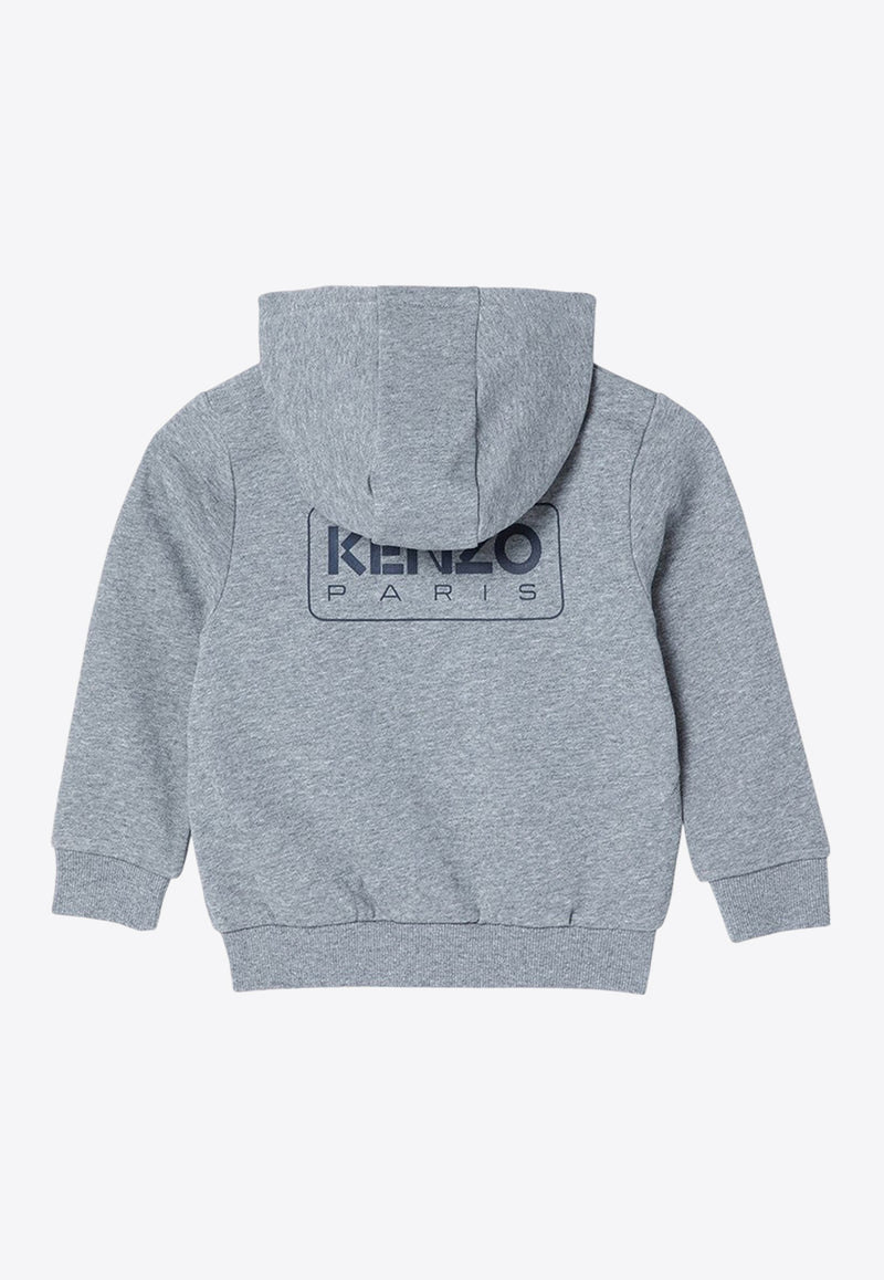 Kenzo Kids Boys Logo Print Zip-Up Hoodie Gray K60810-BCO/P_KENZO-A29